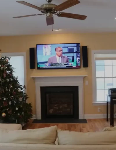 modern living room during Christmas time